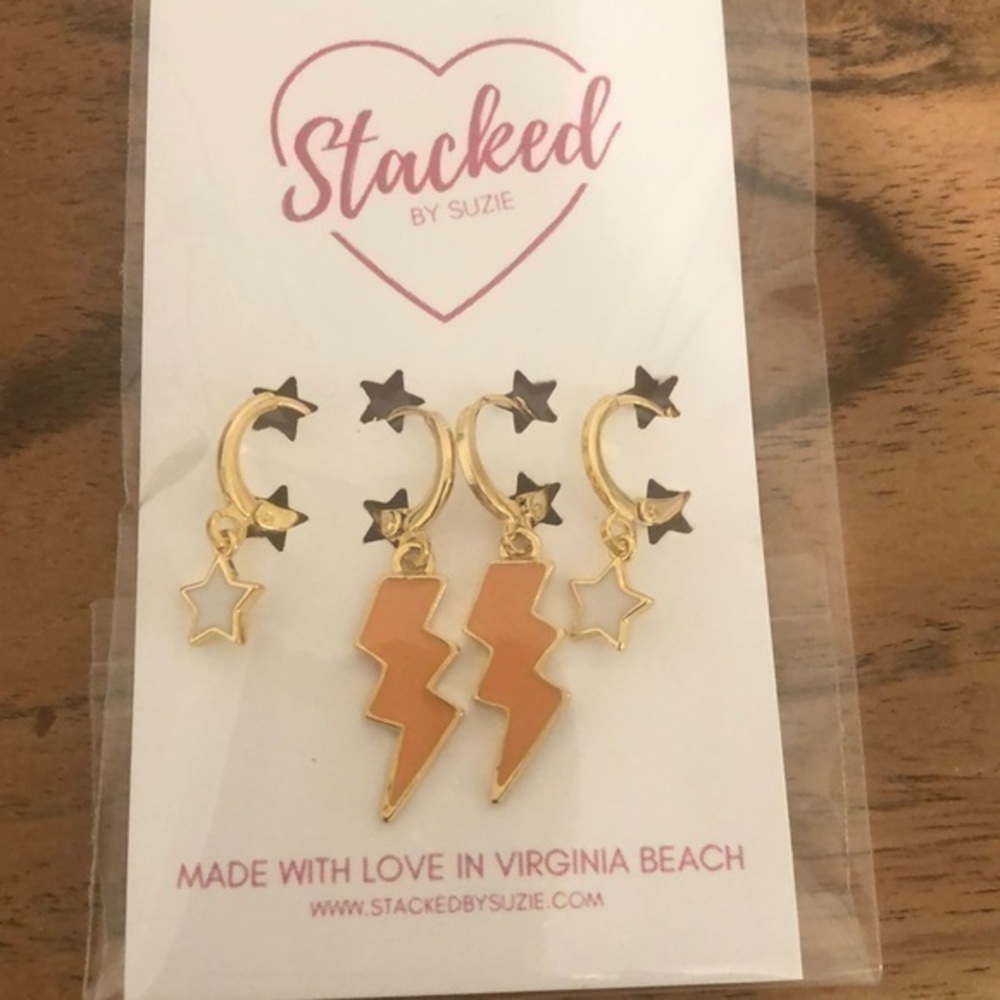 NEW Stars and Lightening Bolt Stud Earrings